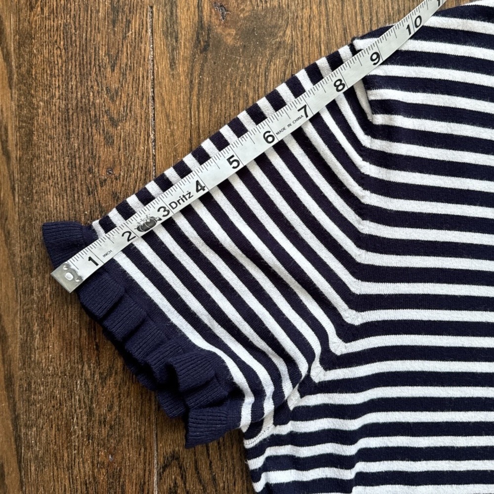 Draper James Knit Dress XXL Nautical Striped Ruffle Sleeve Pleated Skirt Stretch - Picture 11 of 13